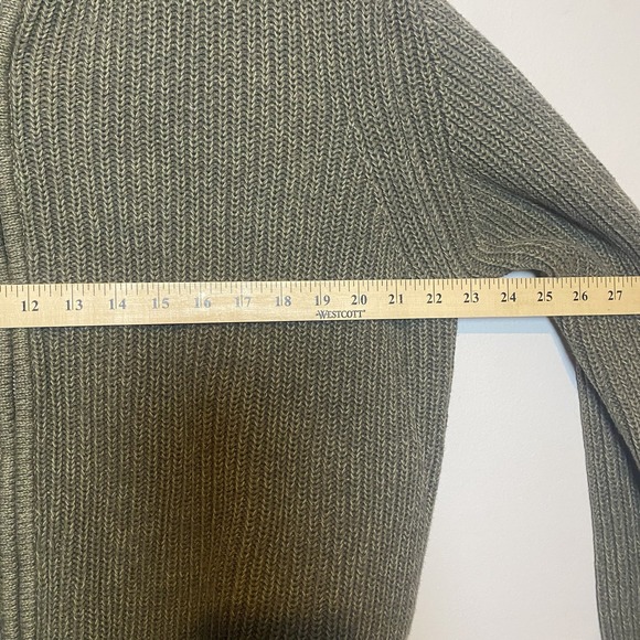 LL Bean Knit Ribbed Sweater Men's Size Medium Full Zip Olive Green 0YR27 - Picture 5 of 7
